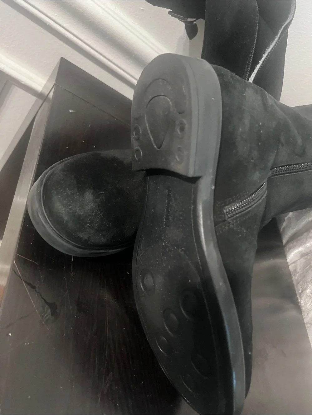 Lands’ End Black Suede Knee High Boots – Size 5